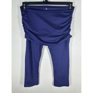 Prana Skirted Capri Leggings Womens Medium Purple Ruched Yoga Athletic Pants